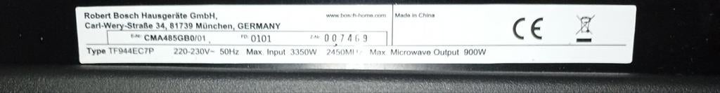 Bosch inbouw combimagnetron heteluchtoven E-nr: CMA485GB0/01, Witgoed en Apparatuur, Magnetrons, Combimagnetron, Gebruikt, Minder dan 45 cm