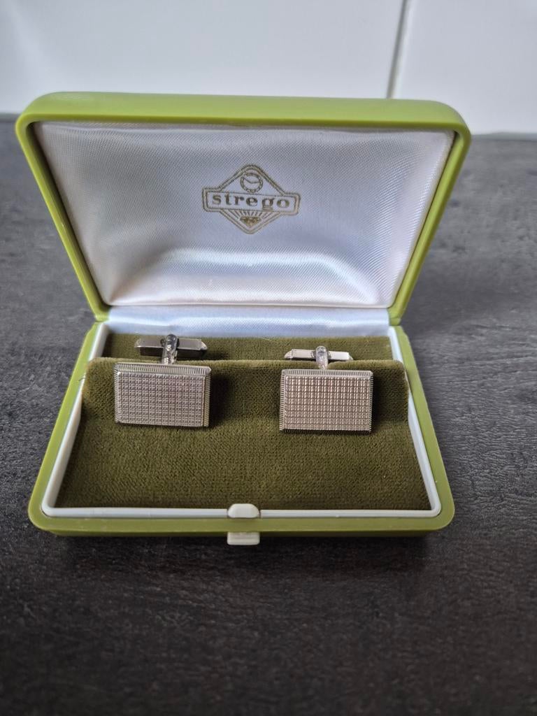 Zilveren manchetknopen vintage strego, Antiek en Kunst, Antiek | Goud en Zilver, Ophalen of Verzenden, Zilver