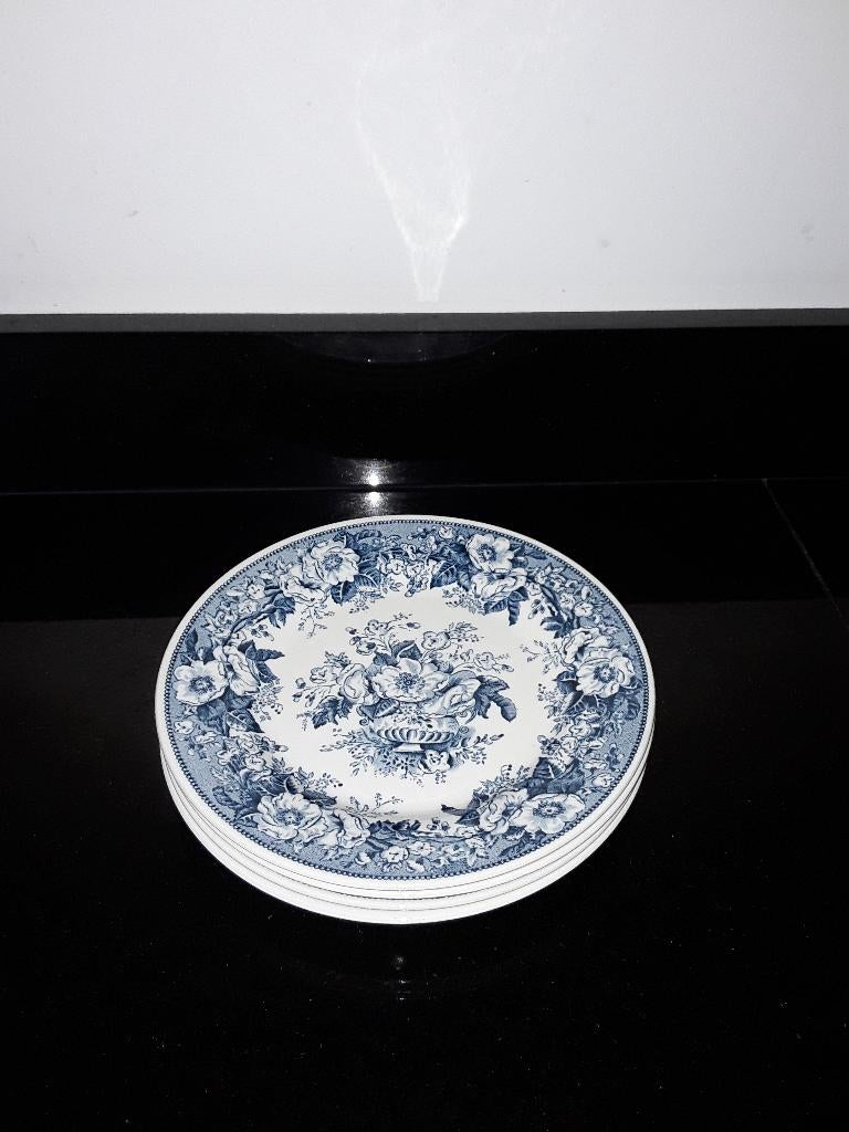 4 Regout balmoral blauw ontbijtborden, Huis en Inrichting, Keuken | Servies, Verzenden, Zo goed als nieuw, Bord(en), Overige stijlen