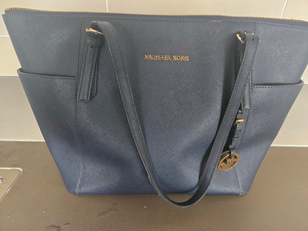 Originele Michael Kors blauwe tas, Ophalen of Verzenden, Blauw, 30 cm of meer, Minder dan 35 cm