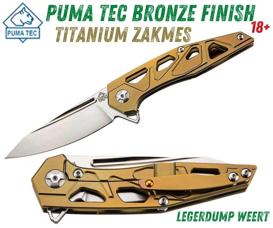Exclusief Puma Tec Zakmes Titanium & D2 Staal Bronze finish, Caravans en Kamperen, Kampeergereedschap, Nieuw, Ophalen of Verzenden