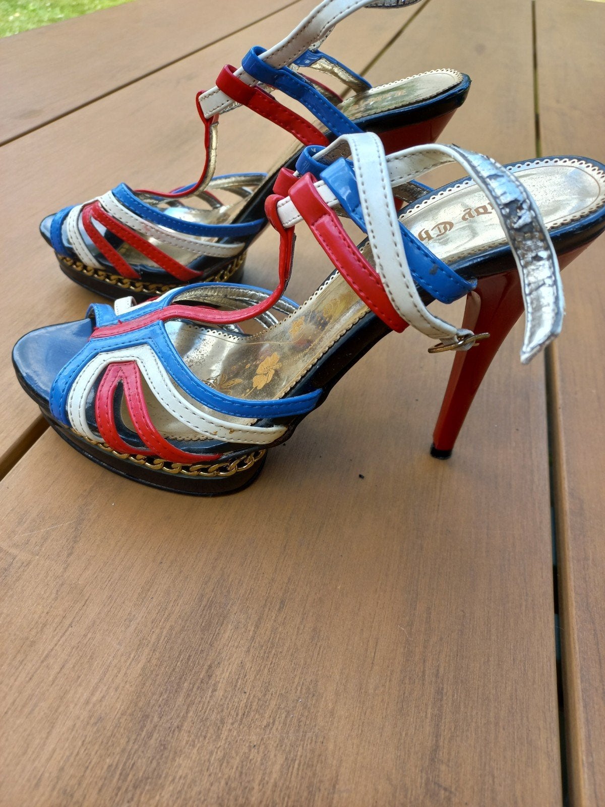 Lady Chic Sandalen met hoge hakken - Rood, Wit, Blauw, Verzenden, Lady Chic, Schoenen met hoge hakken, Gedragen