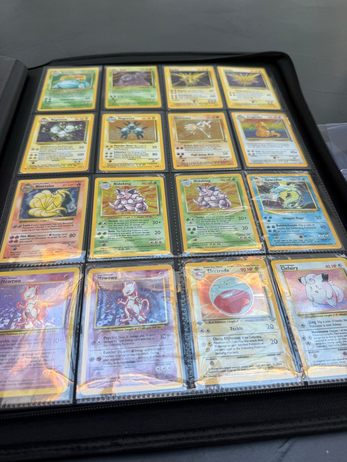 Pokémon Holo Base Set Kaarten - Mewtwo, Ninetales, Nidoking, Ophalen of Verzenden, Gebruikt, Meerdere kaarten, Foil