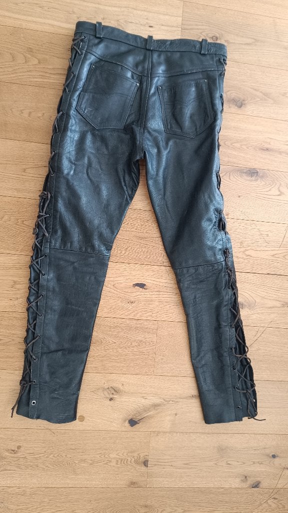 Leren veterbroek, Maat 52/54 (L), Onbekend, Verzenden, Zwart