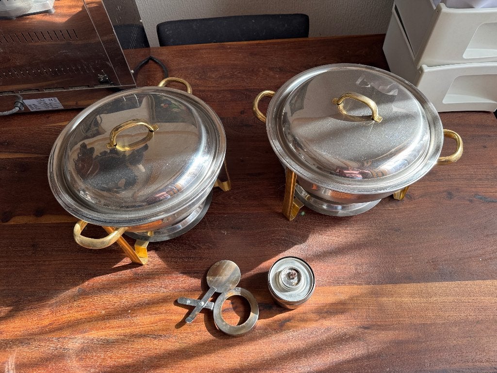 2x SUNNEX Regal Chafing Dish 6,8L Luxe Goud - M031, Ophalen, Zilver, Metaal, Overige typen