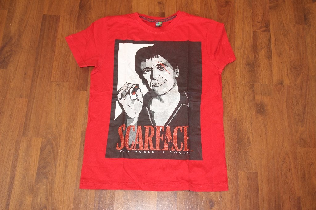 t-shirt rood scarface, Kleding | Heren, Ophalen of Verzenden, Gedragen, Maat 48/50 (M), Rood
