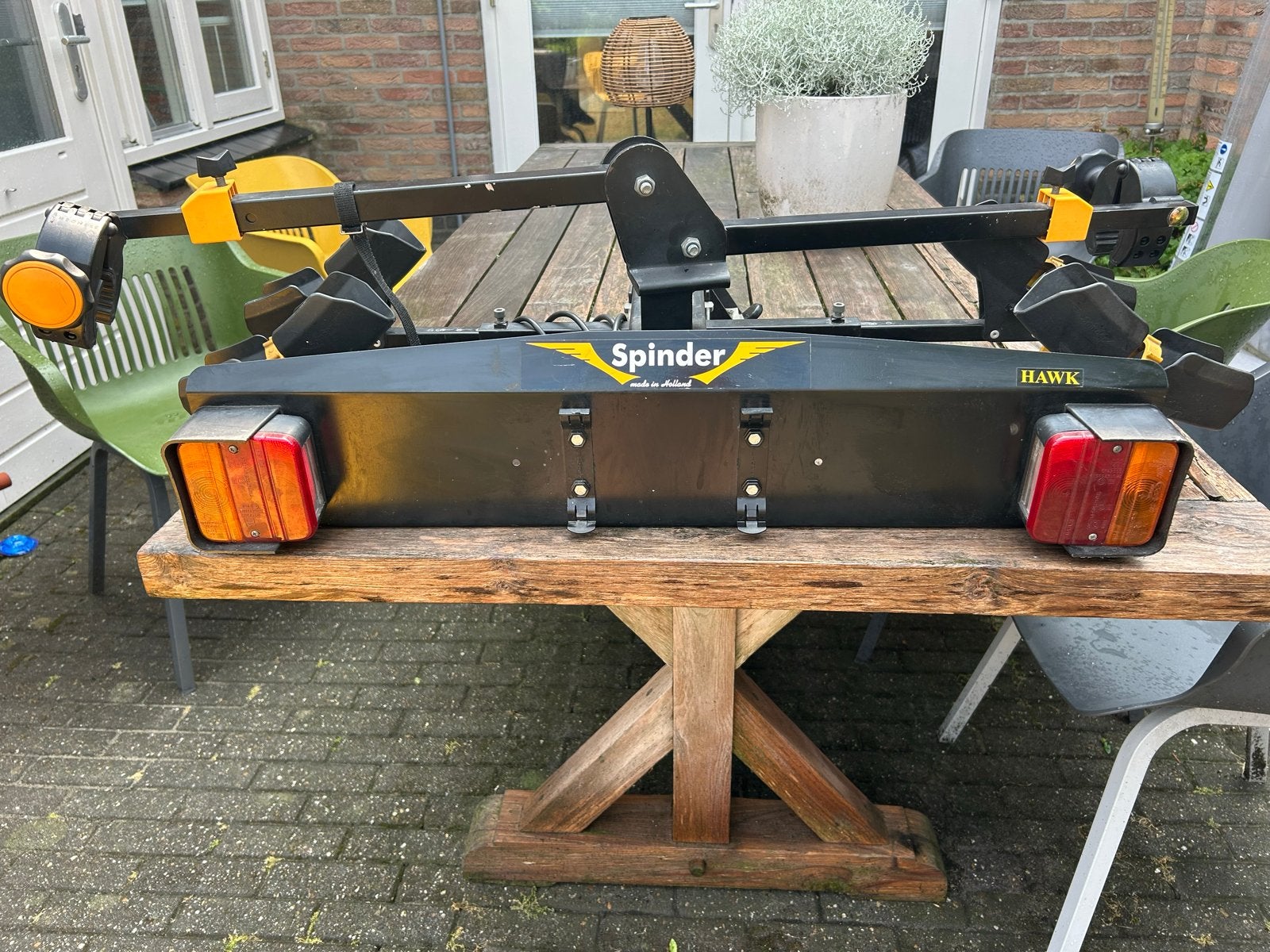 Spinder Hawk fietsendrager voor 2 fietsen - Trekhaak, Auto diversen, Fietsendragers, Ophalen, 2 fietsen, Gebruikt, Trekhaakdrager