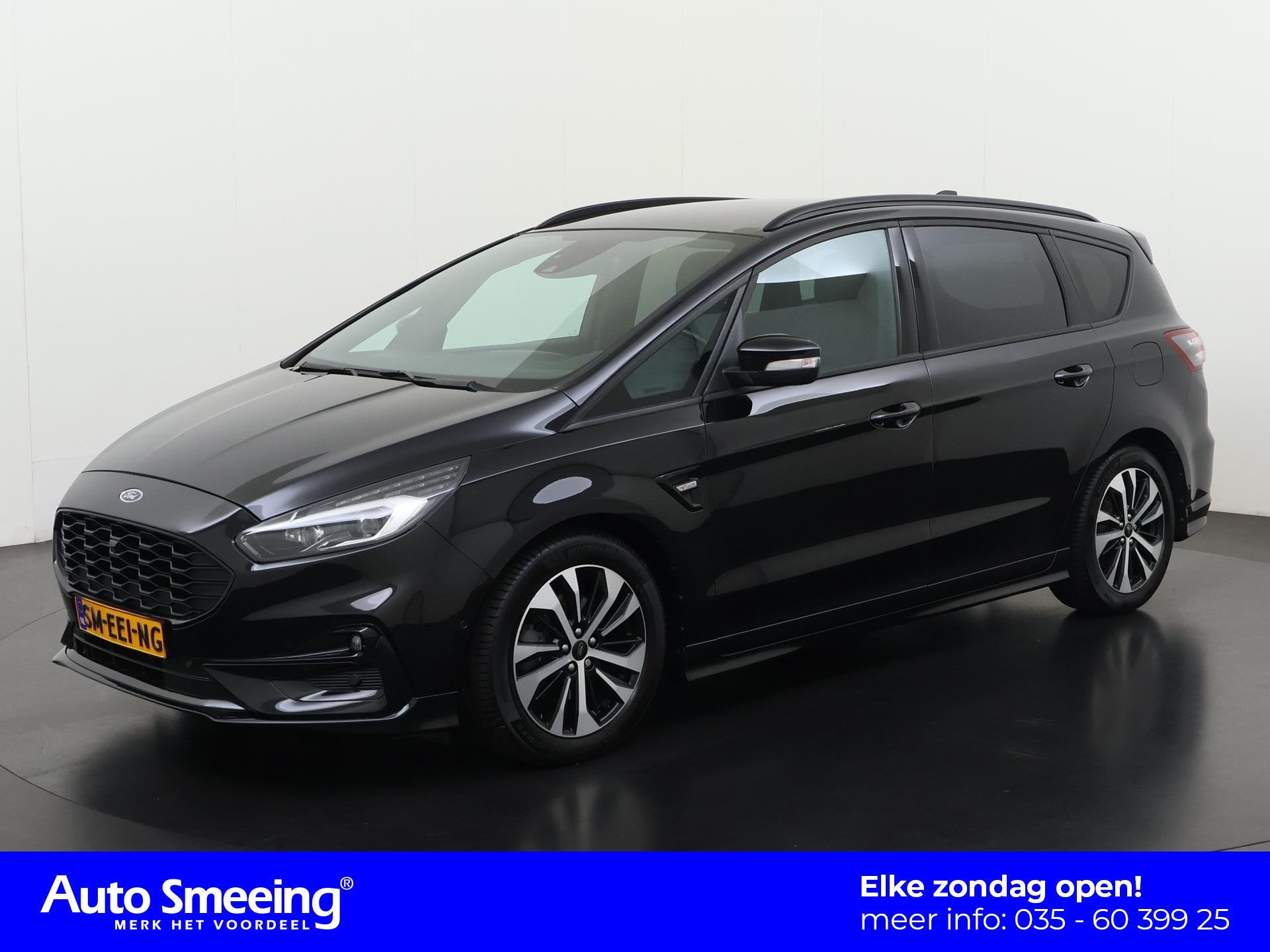Ford S-Max 2.5 FHEV ST-Line | 7 Persoons | Leder | Zondag Op, Auto's, Stof, Gebruikt, Euro 6, 7 stoelen