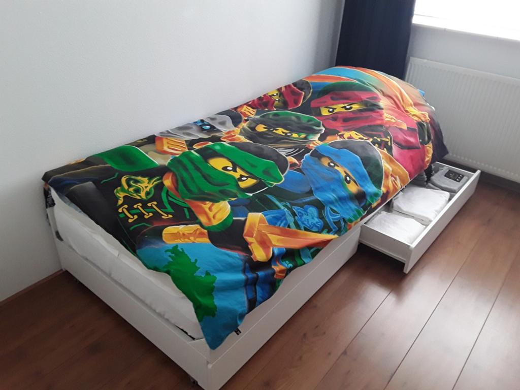 Dubbel bed IKEA  zgan, Ophalen, Wit, Tweepersoons, 140 cm