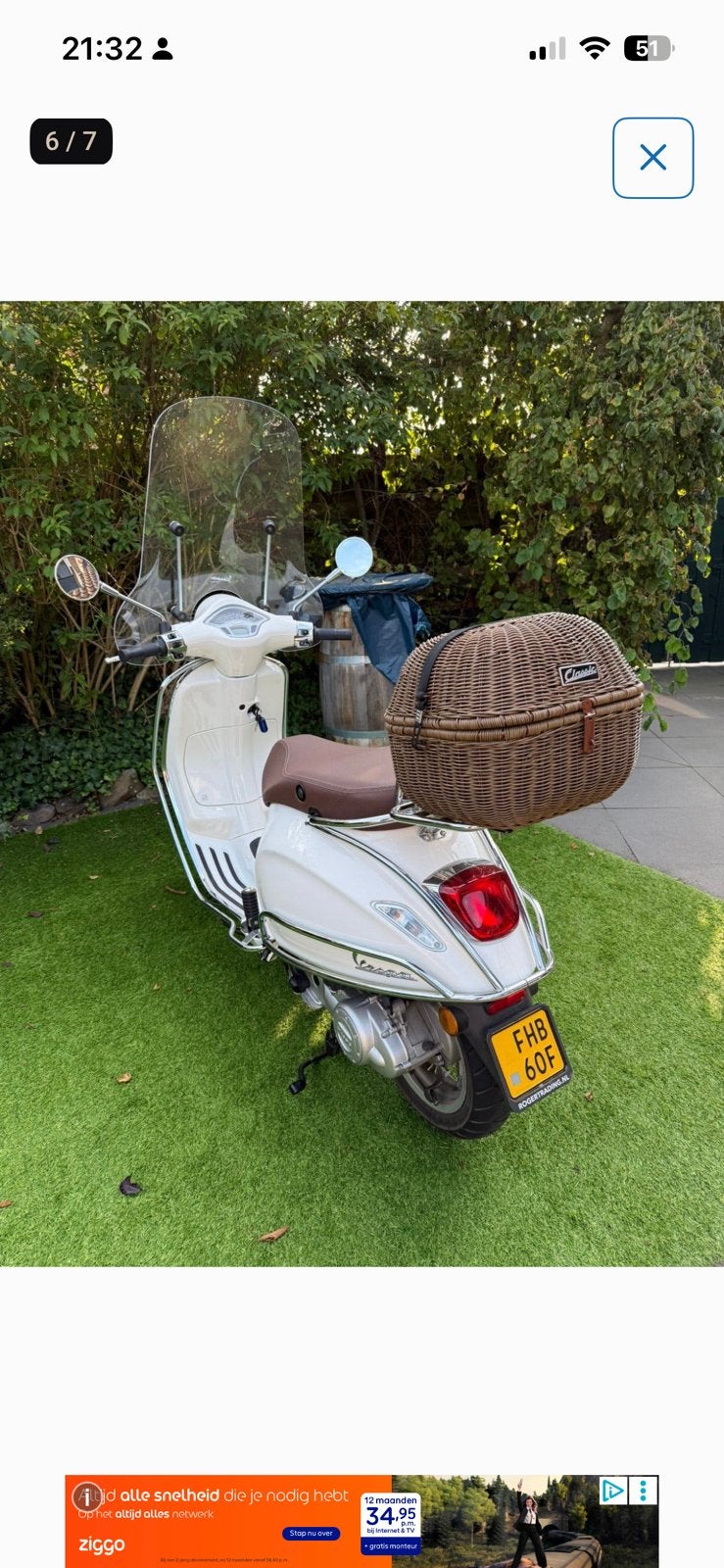 Vespa Primavera bj 2021 met 824 km, Fietsen en Brommers, Ophalen, Overige modellen, Maximaal 45 km/u, 49 cc