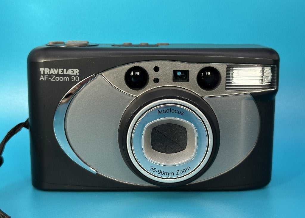 Schitterende zwarte Traveler AF-Zoom-90 compact camera, Ophalen of Verzenden, Zo goed als nieuw, Compact, Overige Merken