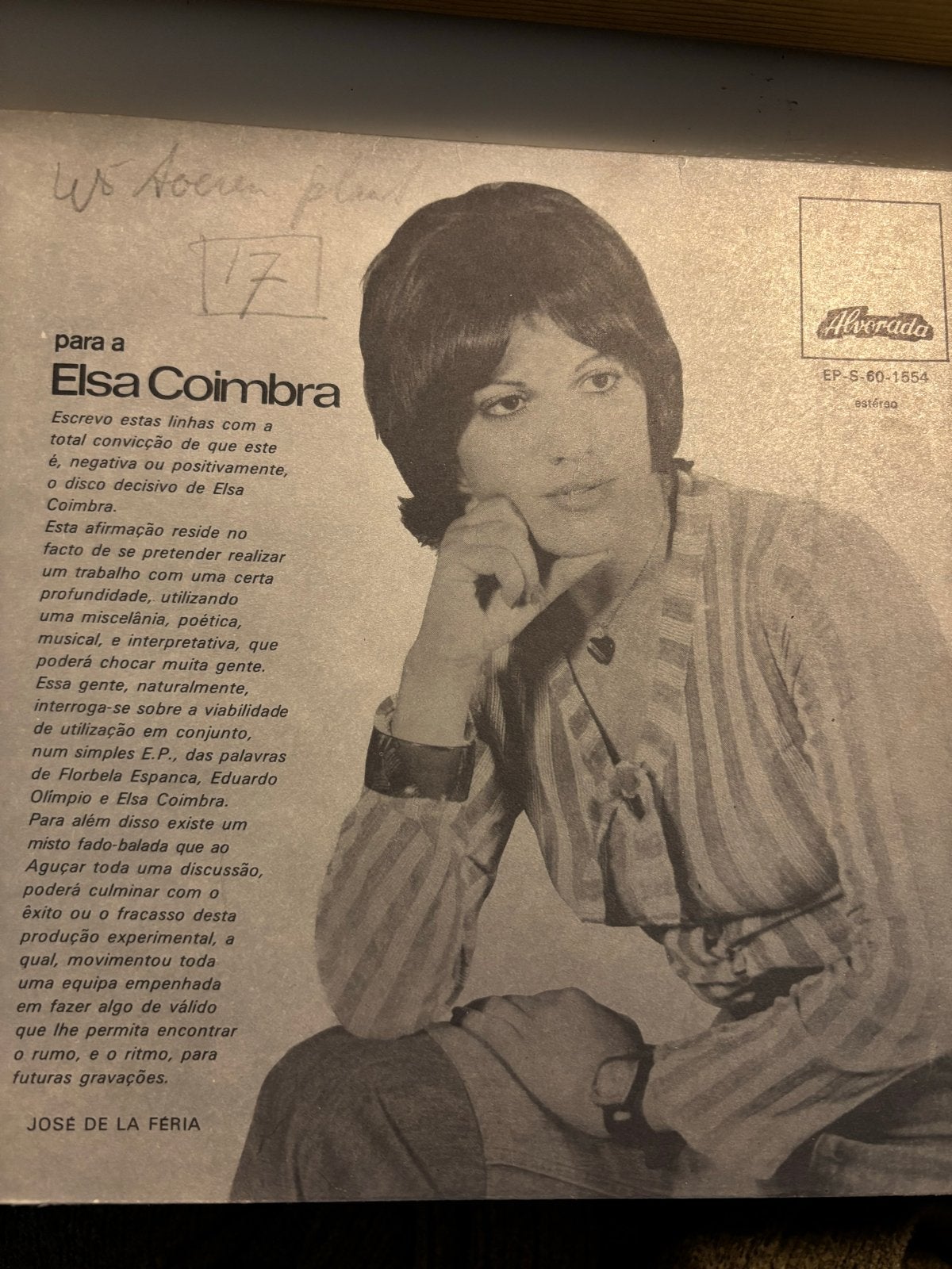 Elsa Coimbra - EP-S-60-1554 (1975) - Zeldzame Portugese Fado, Gebruikt, Overige genres, Ophalen of Verzenden, EP