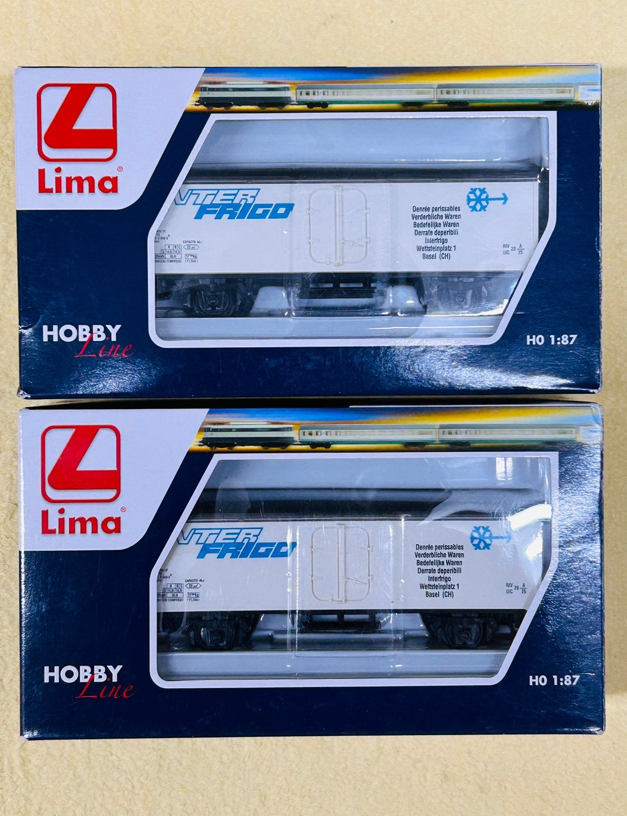 Lima:2 koelwagens INTERFRIGO van de Italiaanse spoorwegen FS, Gelijkstroom of Wisselstroom, Wagon, Ophalen of Verzenden, Zo goed als nieuw