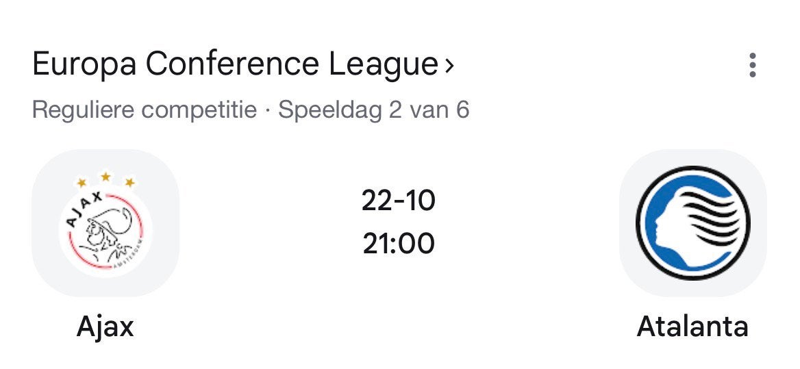 Gezocht kaartje(s) ajax atalanta