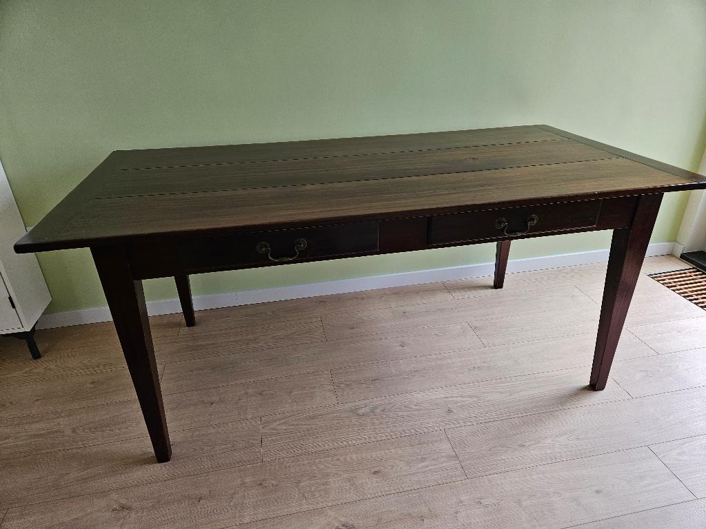 mooie eiken tafel met 2 lades, Ophalen, Strak antiek, Eikenhout, 50 tot 100 cm