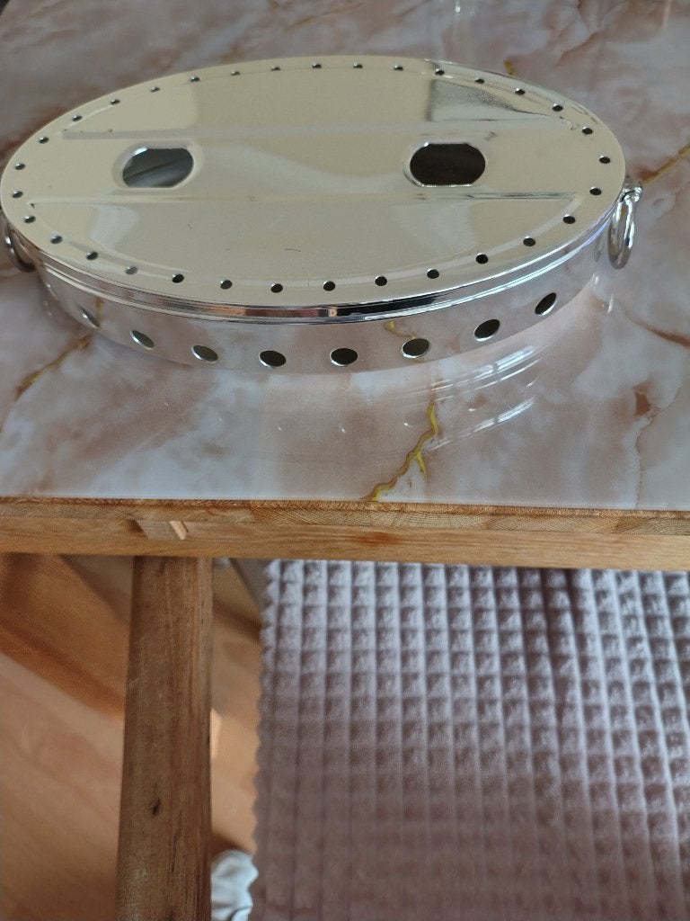 Chique vintage verzilverle warmhoudplaat / bordenwarmer, Antiek en Kunst, Ophalen of Verzenden