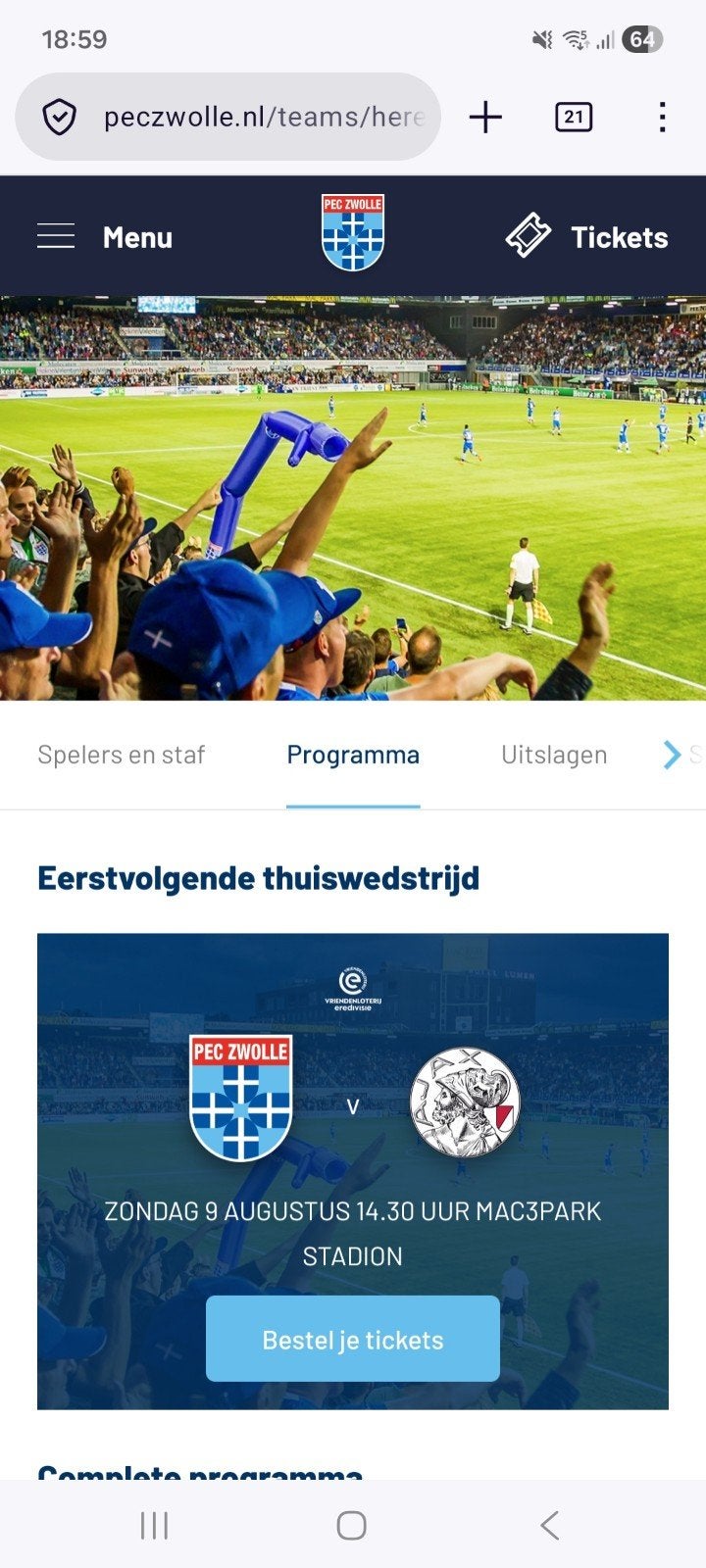2 seizoenskaarten PEC Zwolle, Seizoenskaart, Twee personen, Juli