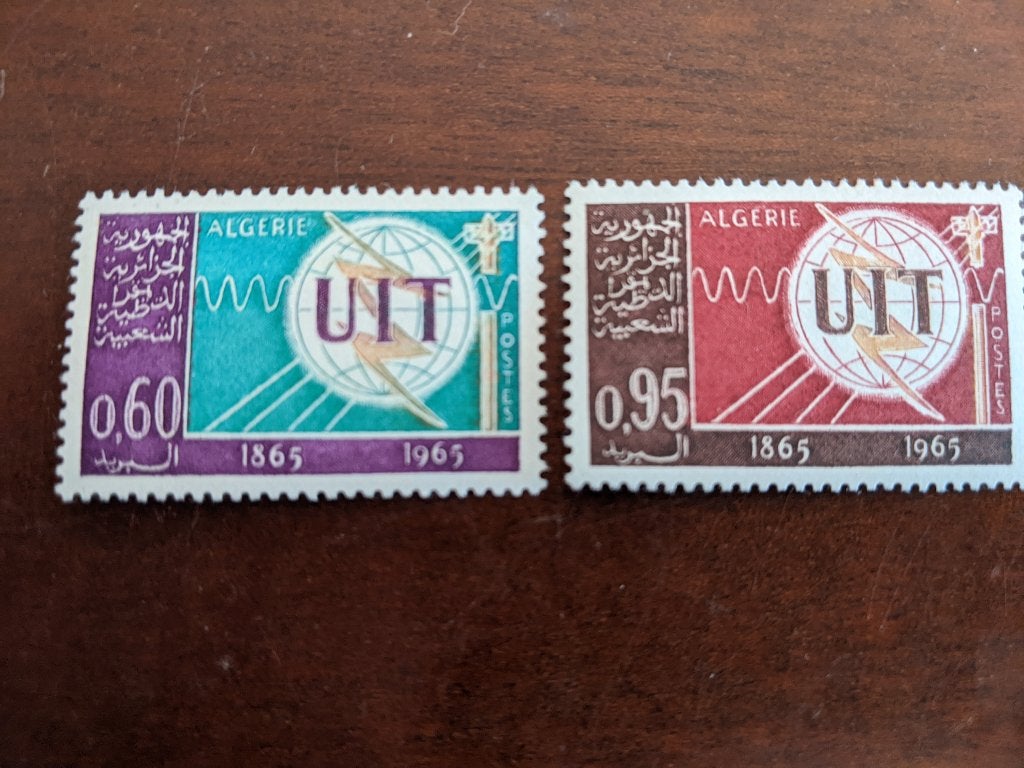 ALGERIJE 1965; serie (2) 100 JAAR U.I.T., Verzenden, Overige landen, Postfris