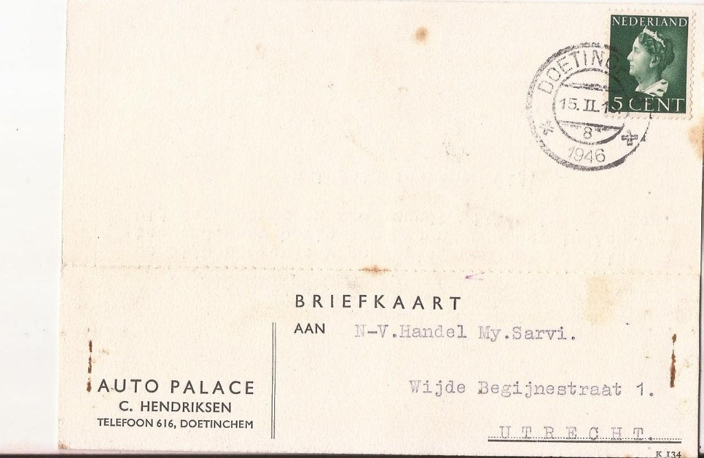 DOETINCHEM 1946 Auto PALACE, Verzenden, 1940 tot 1960, Gelopen, Gelderland