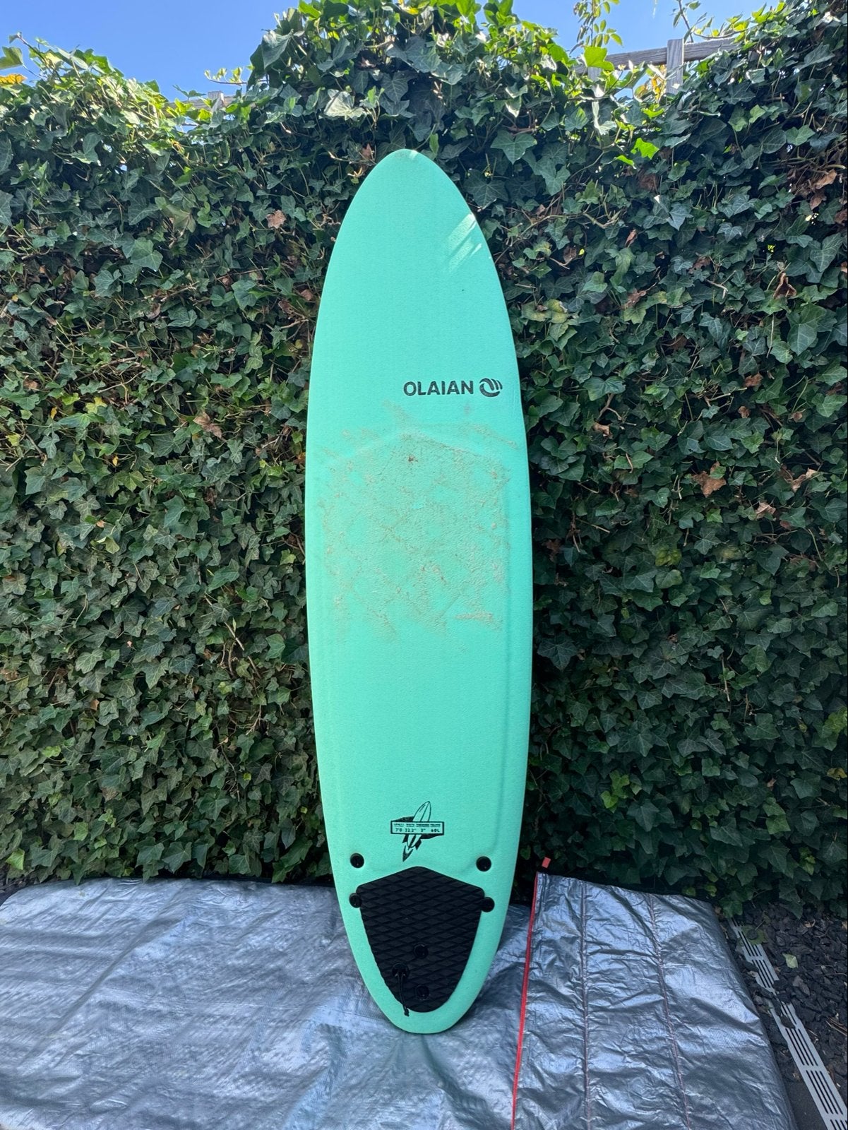 Olaian Softtop Surfboard 7.0 - Zo goed als nieuw, Watersport en Boten, Golfsurfen, Ophalen, Zo goed als nieuw, Funboard, Met vinnen
