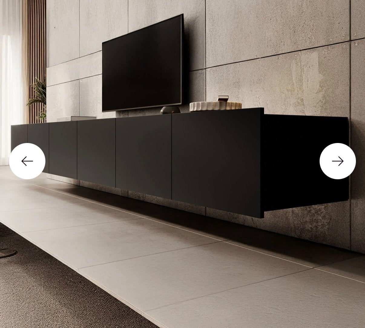 Modern Zwart Zwevend TV-Meubel, Huis en Inrichting, Kasten | Televisiemeubels, Ophalen, Overige materialen, Zo goed als nieuw