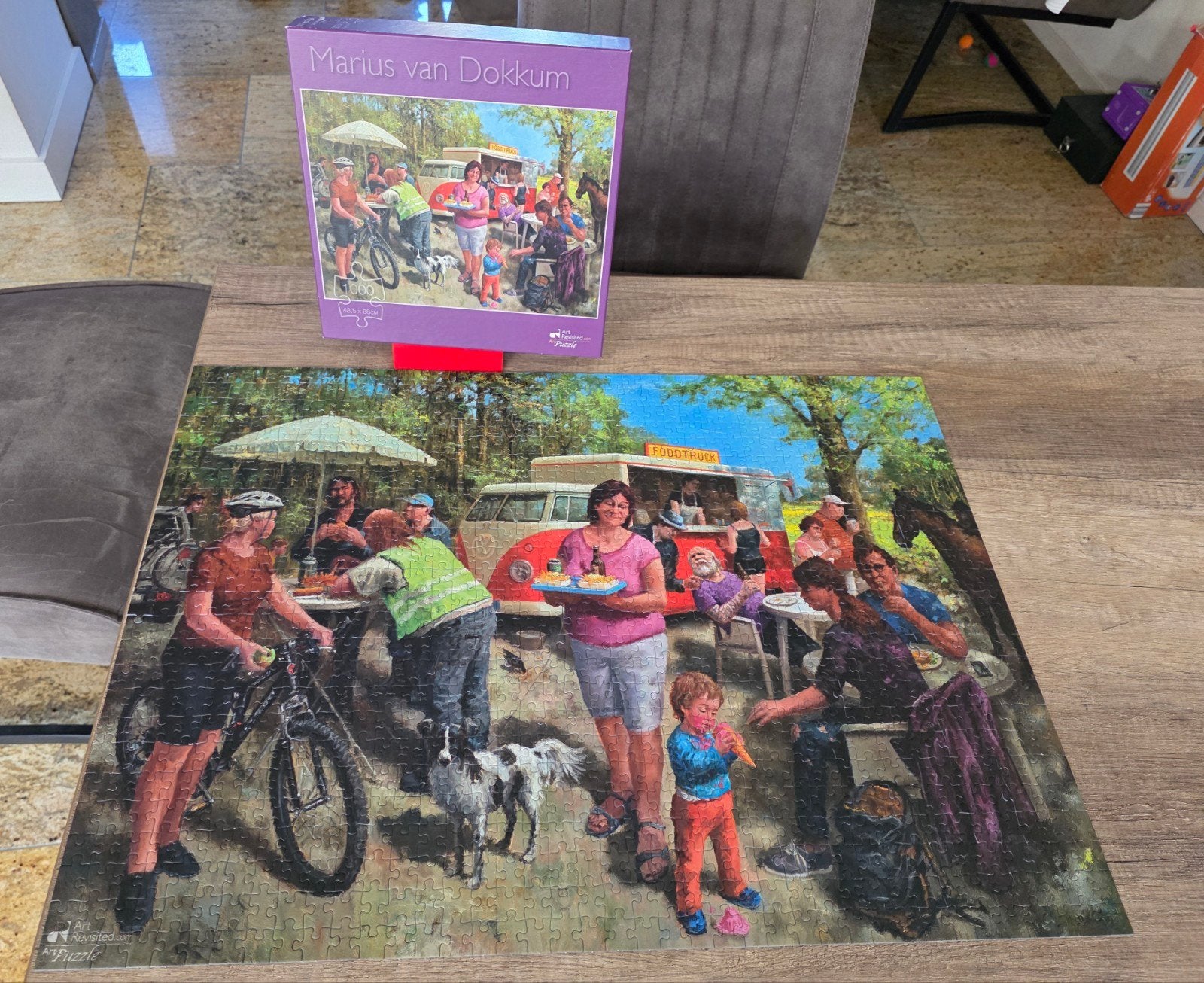 Marius van Dokkum Puzzel - Foodtruck (1000 stukjes), Hobby en Vrije tijd, Denksport en Puzzels, Ophalen of Verzenden, 500 t/m 1500 stukjes