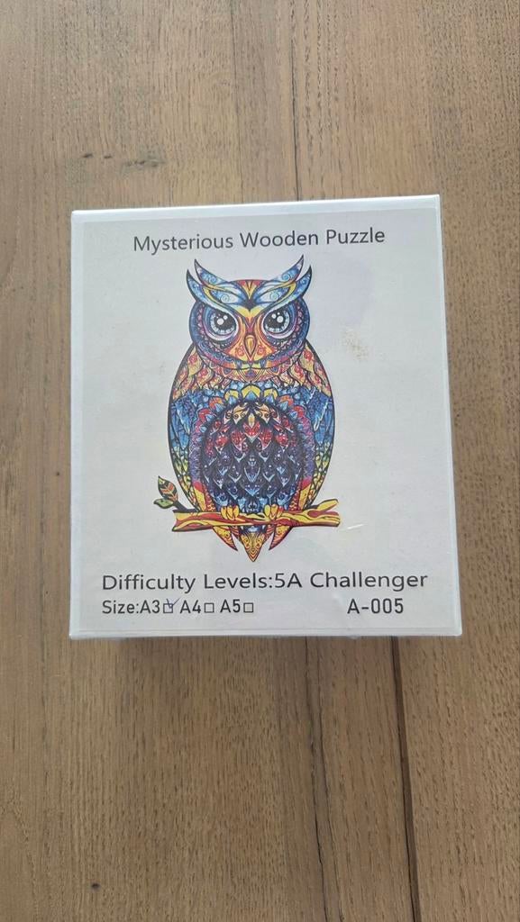 Mysterieus Houten Uil Puzzel - A3 Formaat, Hobby en Vrije tijd, Denksport en Puzzels, Ophalen of Verzenden, Minder dan 500 stukjes