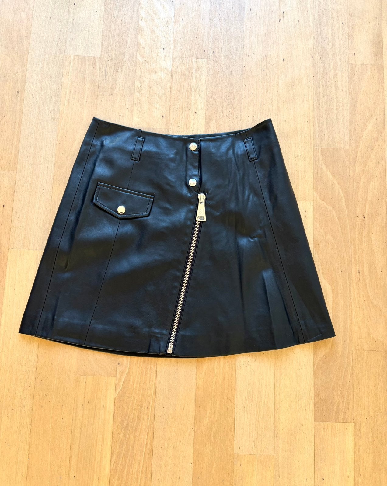Nieuw leren rok Nikkie, Verzenden, Zwart, Nieuw, Maat 36 (S)