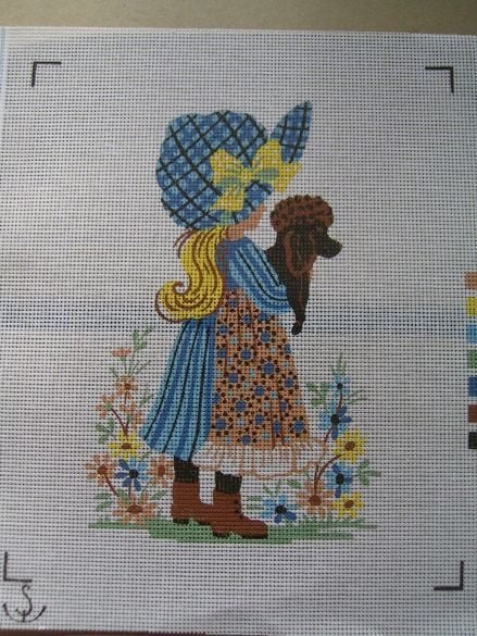 Voorbedrukt NIEUW stramien Meisje met hond. Verkoop ook DMC, Ophalen of Verzenden, Nieuw, Handborduren, Onderdeel of Toebehoren