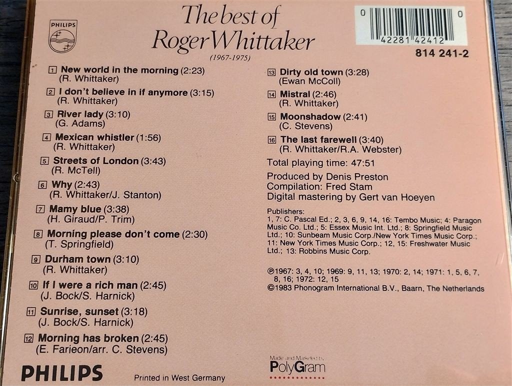 Roger Whittaker ‎- The Best Of Roger Whittaker, Ophalen of Verzenden, Zo goed als nieuw