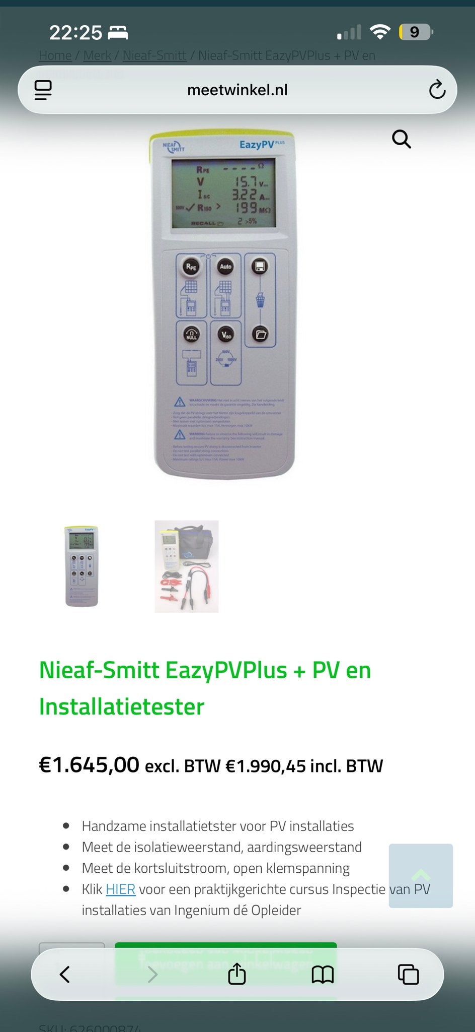 Nieuw Nief-Smitt EazyPVPlus PV installatietester, Ophalen of Verzenden, Nieuw, Multimeter