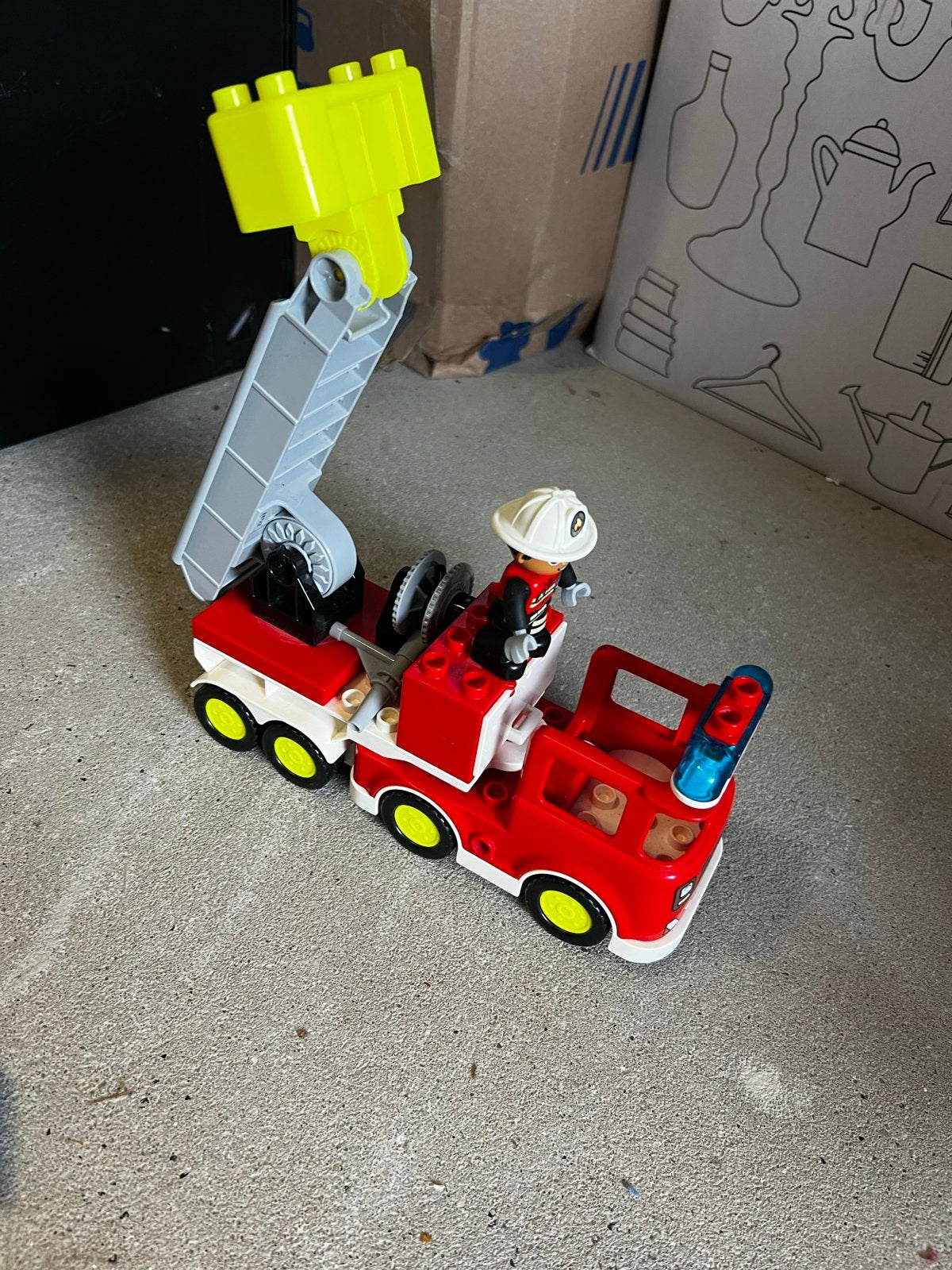 Duplo Brandweerwagen met Brandweerman, Ophalen, Inclusief minifiguren, Gebruikt, Duplo