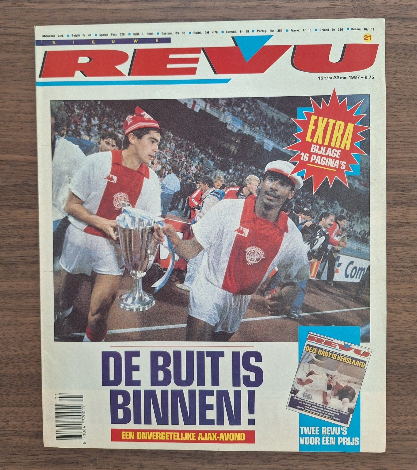 Revu 1987: Ajax wint Europa Cup 2 met Cruijff en Van Basten, Verzamelen, Ophalen of Verzenden, Zo goed als nieuw, Ajax, Boek of Tijdschrift