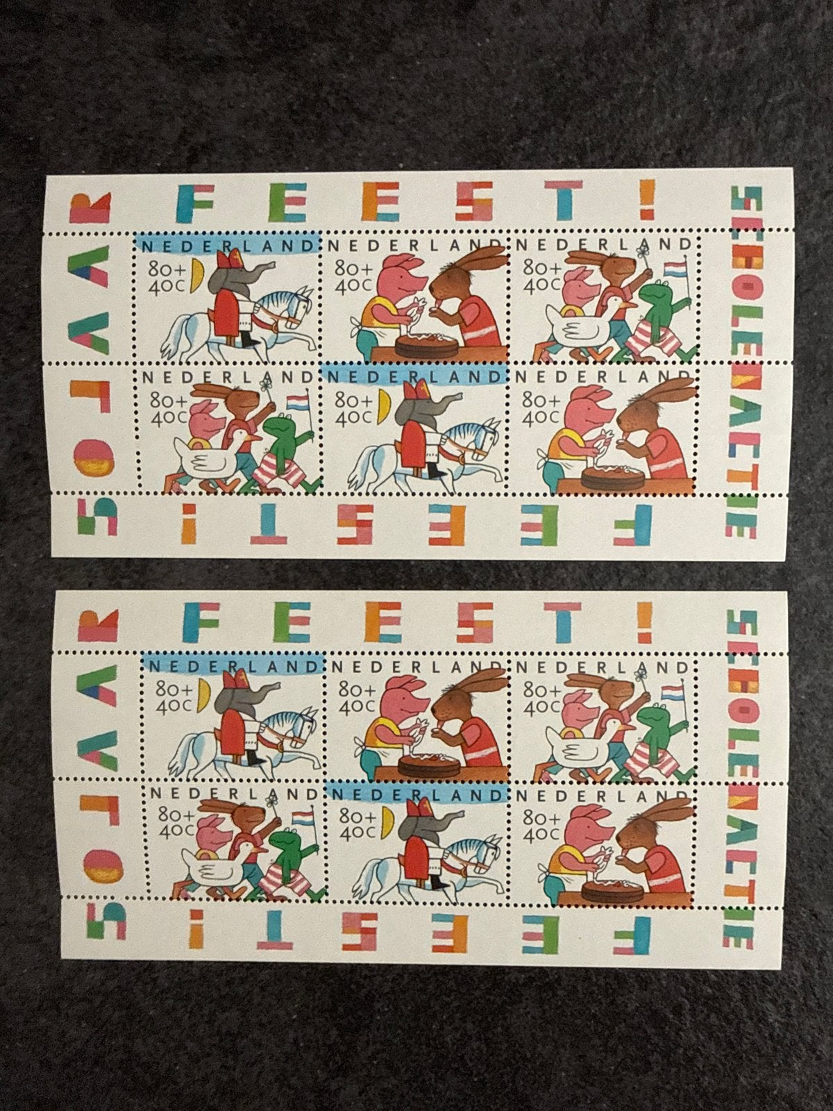 Nederland Postzegels 'Feest!' Schoolactie (2 vellen), Ophalen of Verzenden, Na 1940, Postfris