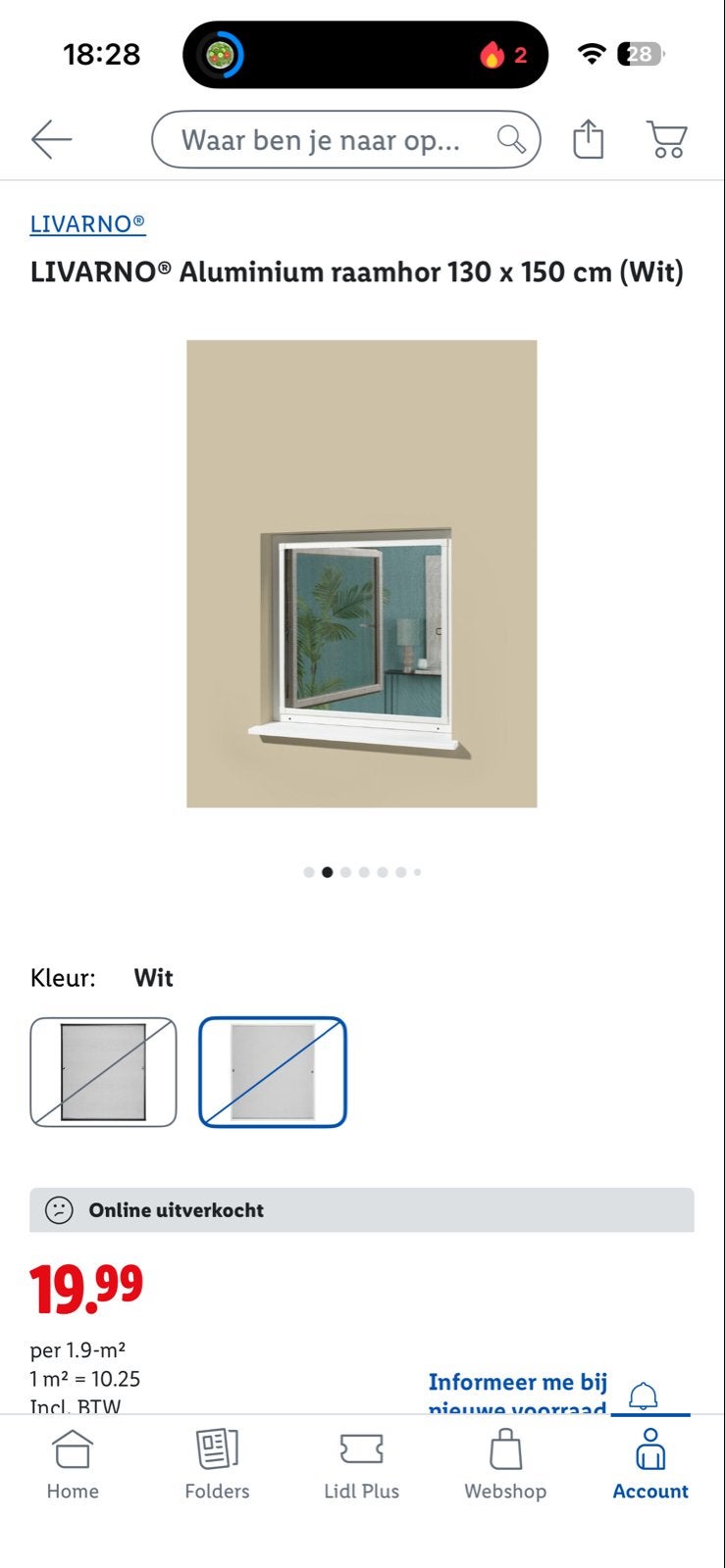 LIVARNO Aluminium raamhor 130 x 150 cm (Wit), Doe-het-zelf en Verbouw, Glas en Ramen, Minder dan 80 cm, Nieuw, Ophalen of Verzenden