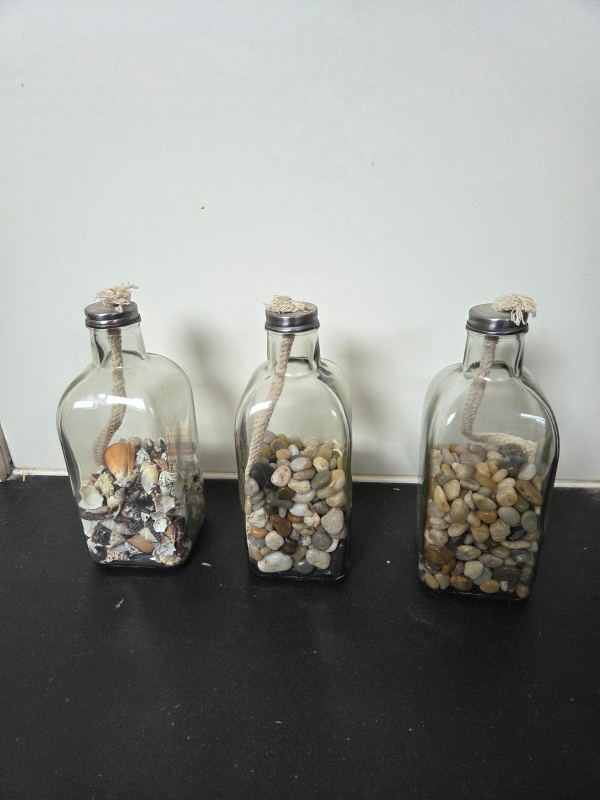 Set van 3 glazen olielampen, Ophalen, Gebruikt, Meerkleurig, Landelijk