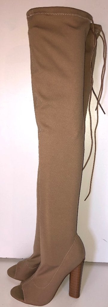 Lichtbruine zomerse over de knie peeptoe laarzen 36 Nieuw!!, Hoge laarzen, Bruin, Nieuw, Ophalen of Verzenden