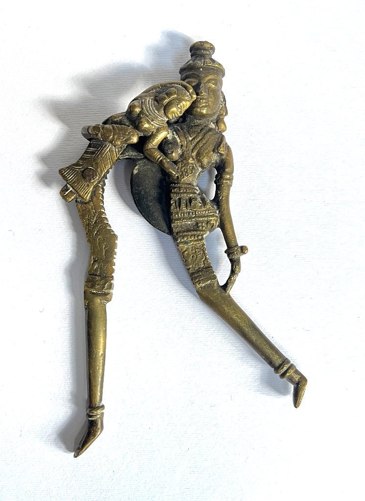 19th C. Brass Betel Nut Cutter steel blade anthropomorphic, Ophalen of Verzenden, Koper