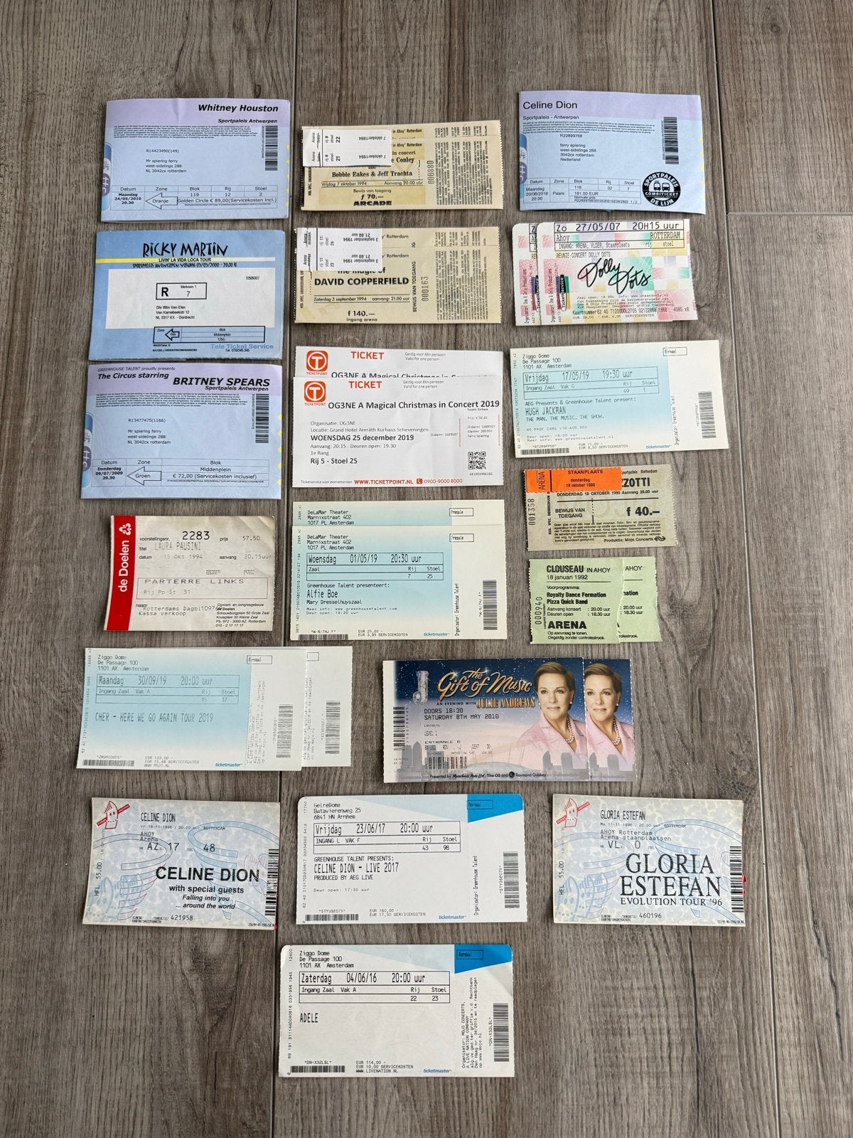 Oude concertbewijzen