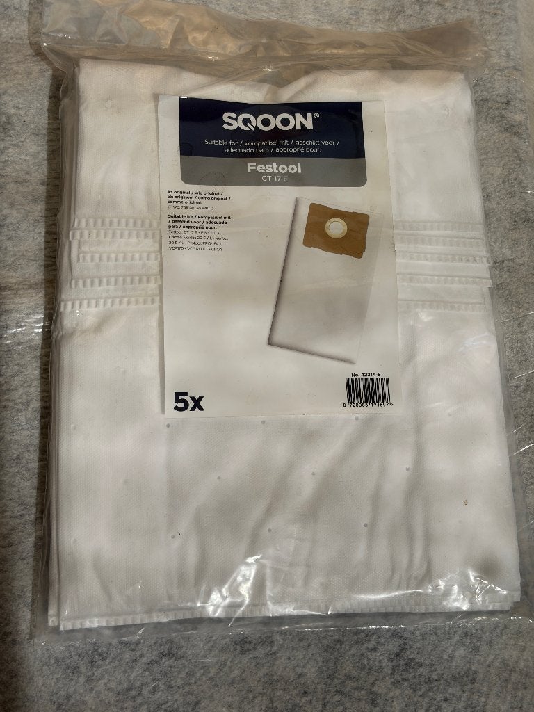 Sqoon stofzuigerzakken Festool CT17E (5 stuks), Witgoed en Apparatuur, Stofzuigers, Ophalen of Verzenden, Nieuw