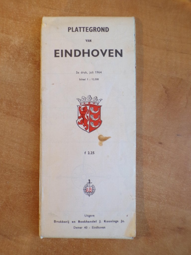 plattegrond Eindhoven J. Koonings, 5e druk, 1964, Gelezen, J. Koonings Jzn., Ophalen of Verzenden, Landkaart