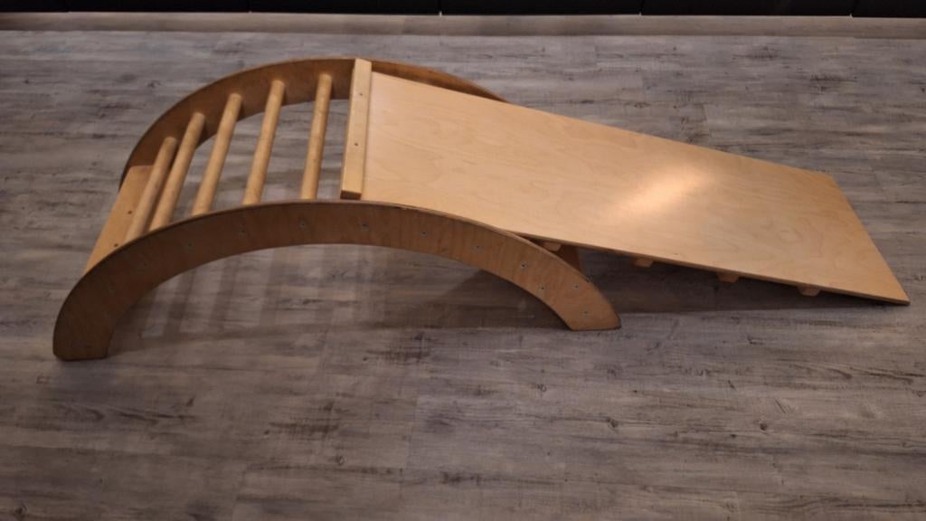 Houten speeltoestel: Klimboog en Glijbaan voor kinderen, Ophalen, Gebruikt, Klimwand