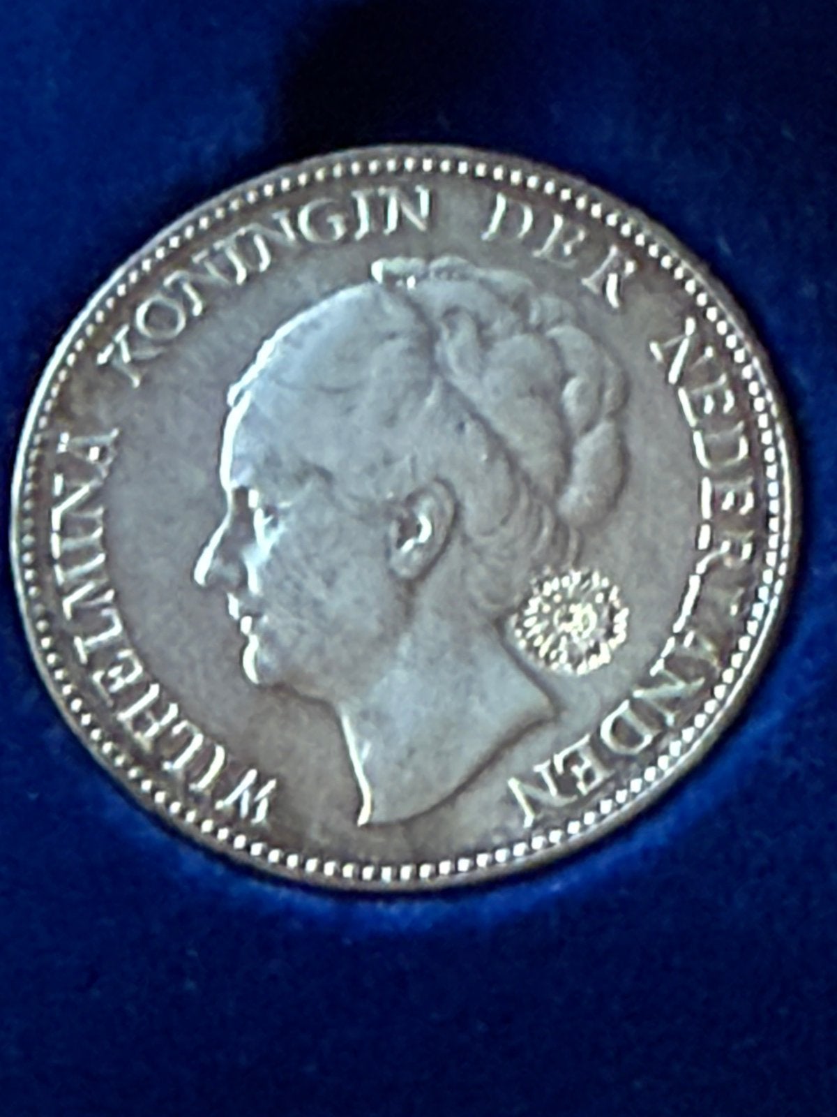 1 zilver gulden 1929 met klop margriet, 1 gulden, Zilver, Ophalen of Verzenden, Koningin Wilhelmina