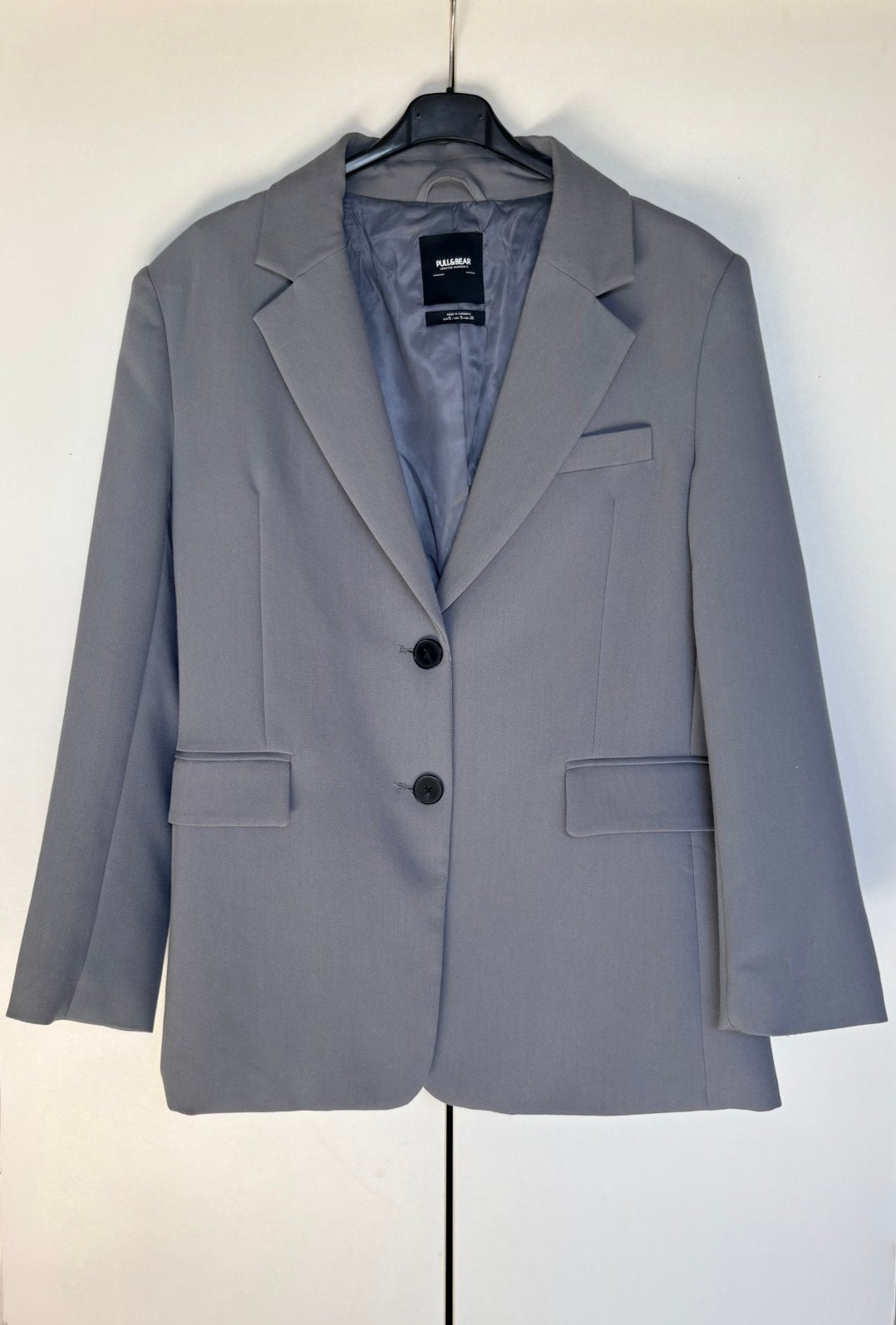 Blazer Blauw Grijs Oversized, Ophalen of Verzenden, Jasje, Maat 36 (S), Grijs