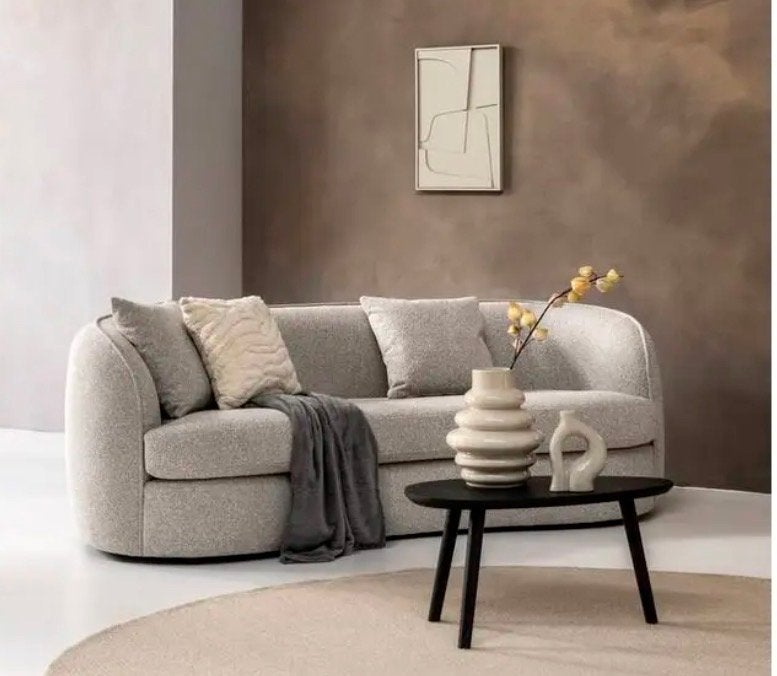Beige bank 3-zits, Ophalen, Driepersoons, 75 tot 100 cm, Zo goed als nieuw