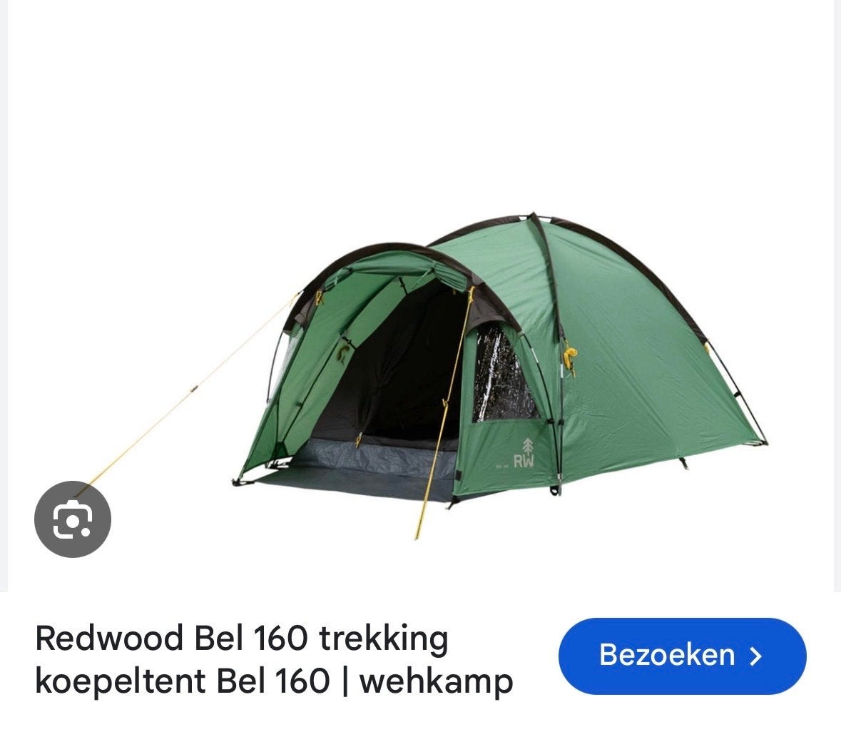 Redwood Bel 160 trekking koepeltent - Groen, Ophalen of Verzenden, Zo goed als nieuw, Tot en met 2