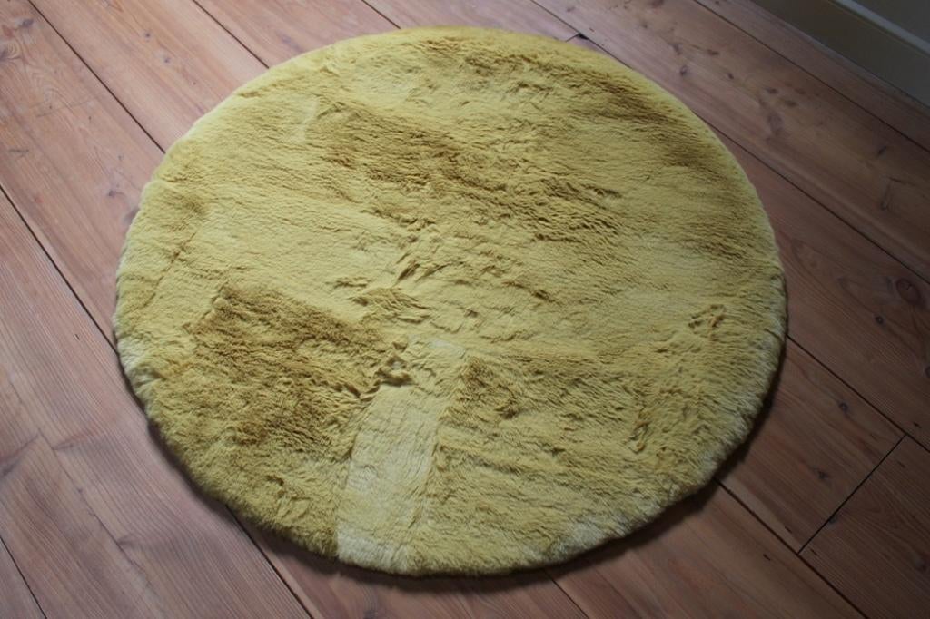 Nieuwe ronde Comfy vloerkleden Ø100 fluffy geel blauw groen, Rond, Nieuw, Ophalen of Verzenden, Groen