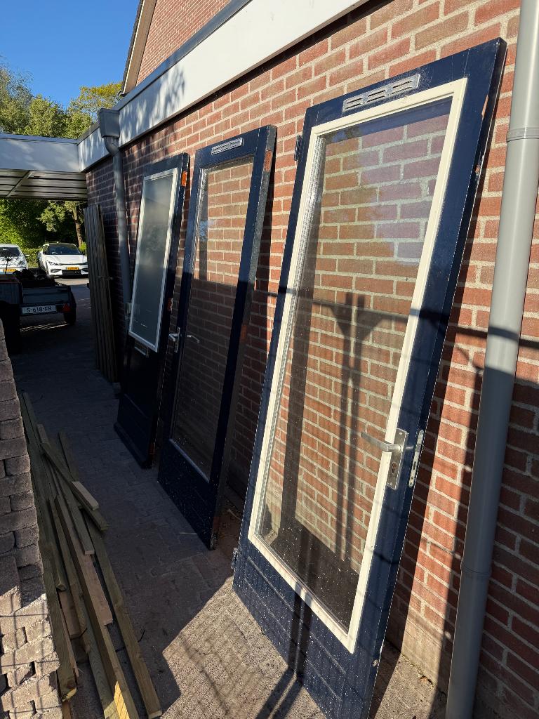 3 Hardhouten deuren 89,5x212,5, Doe-het-zelf en Verbouw, Deuren en Horren, Ophalen, Gebruikt, 80 tot 100 cm, Buitendeur