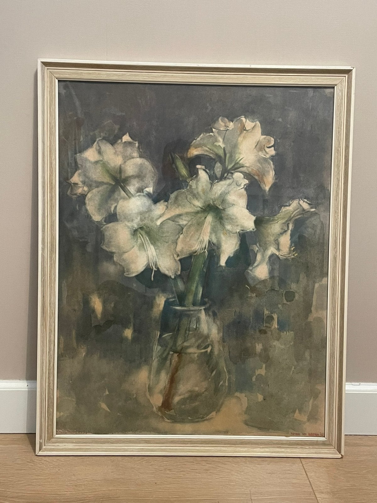 Pieter den Besten NL | Aquarel | AMARYLLIS | 1900-1950, Ophalen, Stilleven, Gesigneerd, Papier