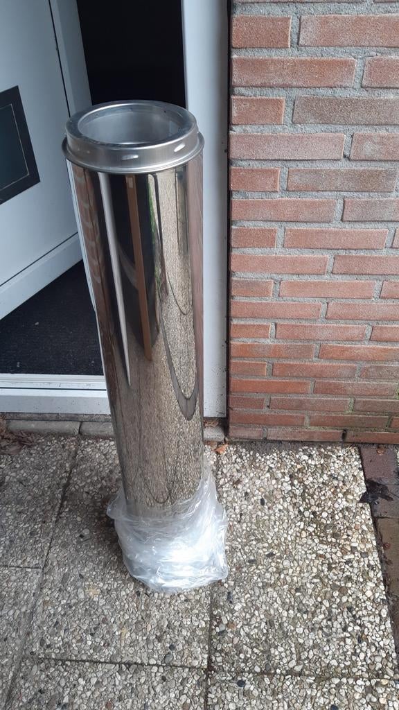 Nieuwe 1 meter dubbelwandige rvs kachelpijp 125mm, Ophalen, Vrijstaand, Hout, Nieuw